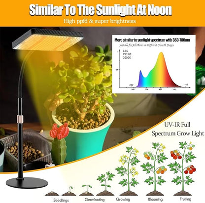 Table Top Grow Light for Seed Starting, Seedlings, Vegetable, Bonsai, 25 Watt Brightest Full Spectrum Desk Plant Lights for Indoor Growing, Adjustable Height 16"-24", Daisy Chain Function