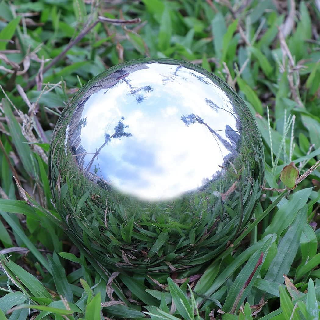 Gazing Balls for Garden, Home Outdoor Hollow Sphere Stainless Steel Gazing Globe Mirror Ball (6 Inch)