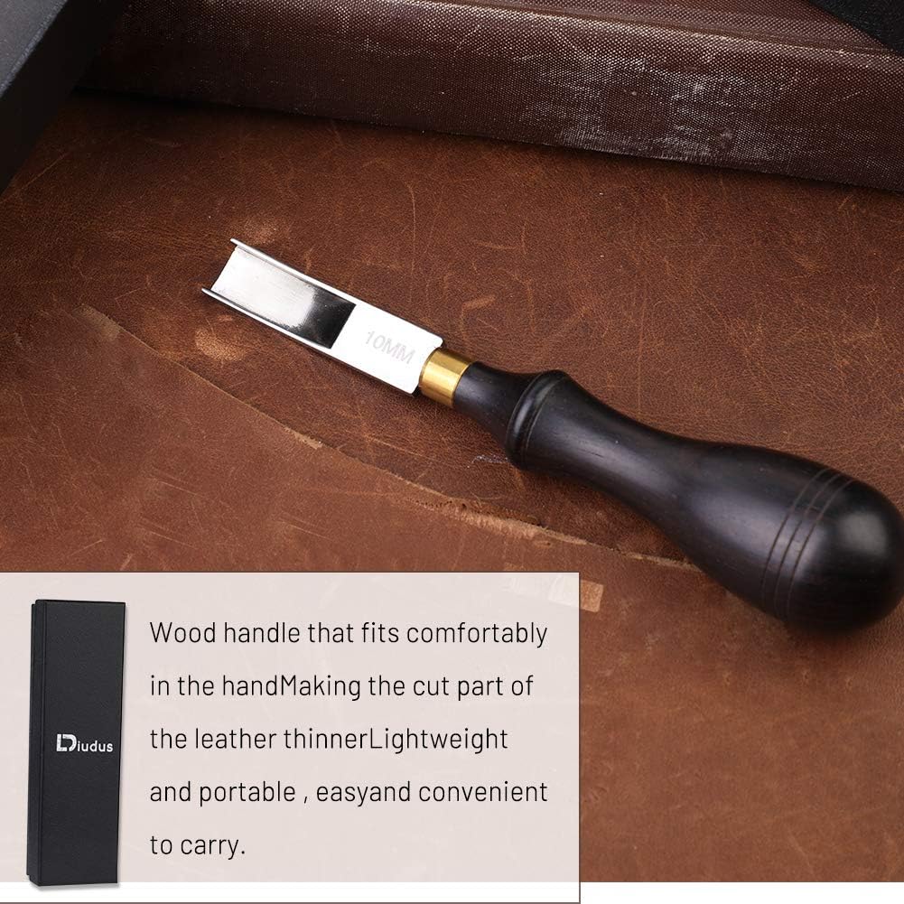 DIUDUS 10mm Leather Edge Beveler Tool, Wide Mouth Leather Edge Beveler Skiving, Leather Edge Trimmer with Wooden Handle for DIY Leather Craft