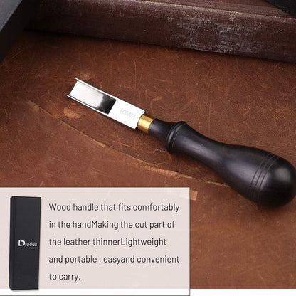DIUDUS 10mm Leather Edge Beveler Tool, Wide Mouth Leather Edge Beveler Skiving, Leather Edge Trimmer with Wooden Handle for DIY Leather Craft