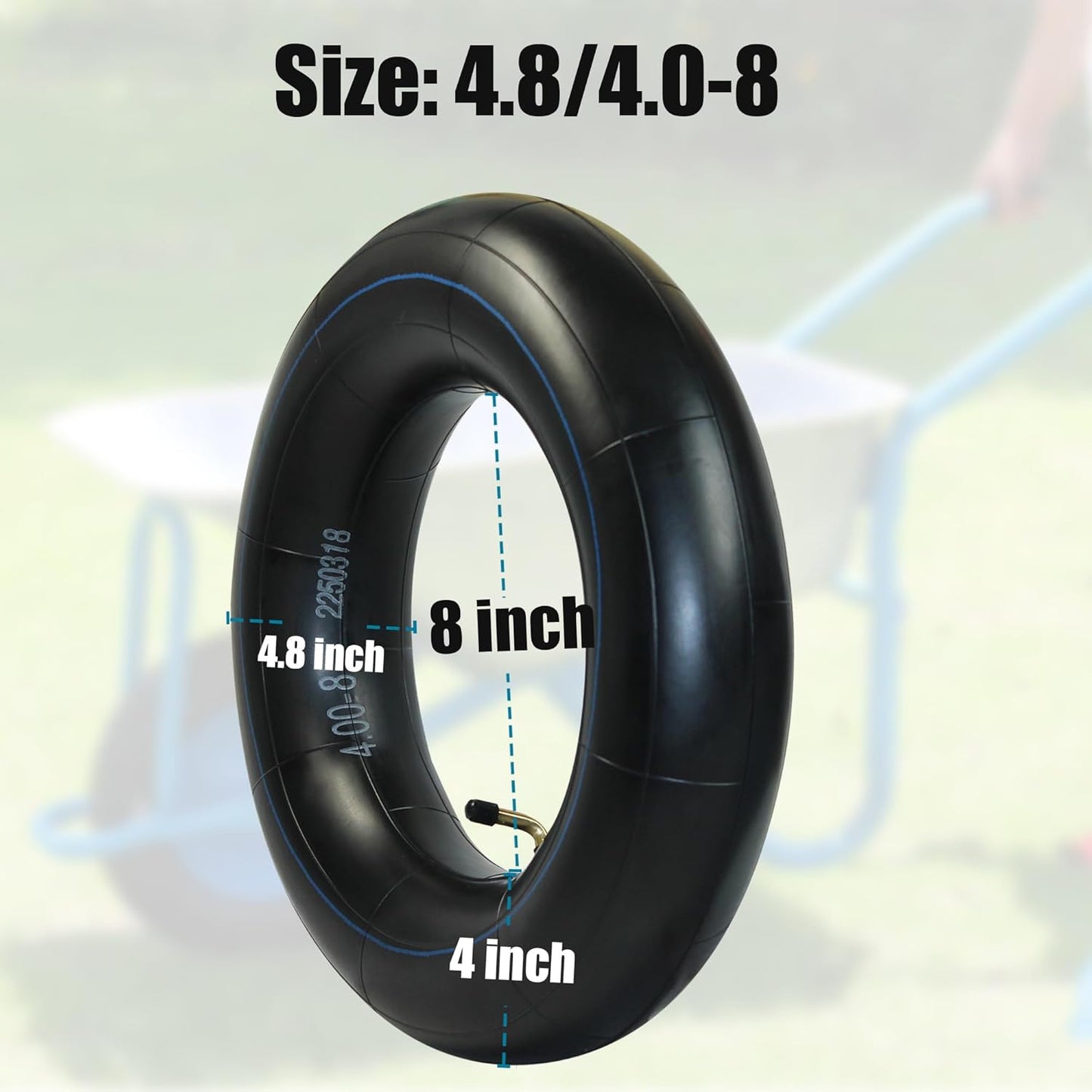 Libereco 2 Pack 4.8/4.0-8 TR87 Bent Valve Inner Tube ¨C Compatible with Lawn Mowers, Carts, Trailers, Wheelbarrows ¨C Heavy Duty Rubber Tube