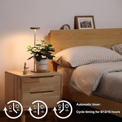 Plant Grow Light for Indoor Plant,Bamboo Mini LED Grow Light Garden,Height Adjustable,Automatic Timer with 8/12/16 Hours