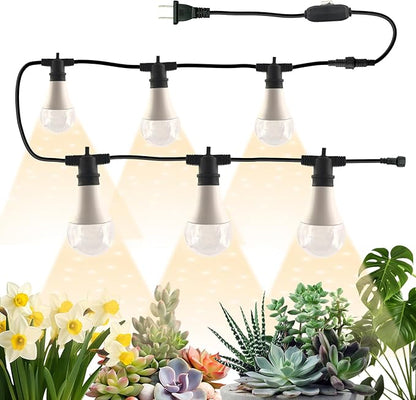 Grow Light Bulbs LED Growth Bulb A25, Full Spectrum Plant Light E26 Base 15W, houseplant Growting lamp, Seed Start, Greenhouse Indoor or Outdoor (Grow Bulb (6 Lights and Cord))