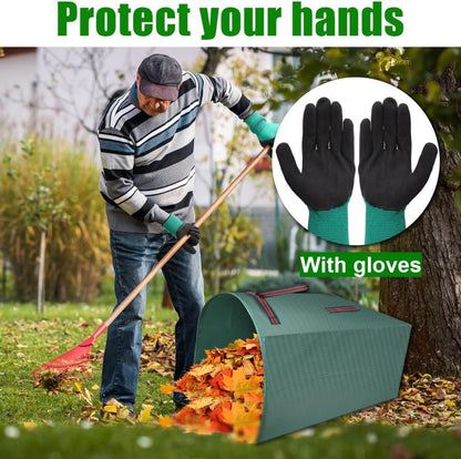 2 Packs Large Reusable Yard Waste Bags with Gloves, 53 Gallons Pletpet Garden Waste Bags Green Lawn and Leaf Bag Large Yard Dustpan-Type Garden Bag for Collecting Leaves, Fallen leaves and Waste