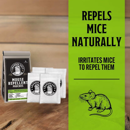Grandpa Gus's Extra-Strength Mouse Repellent Pouches, Cinnamon/Peppermint Oils Repel Mice from Nesting & Freshen Air in Car/RV/Boat/Garage/Shed/Cabin (Pack of 4)