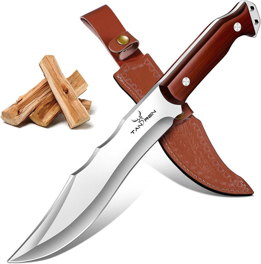TAN REN Machete for Cutting Trees Heavy Duty, Survival Machete with Sheath for Yard Work, Full Tang Fixed Blade Knife with Wood Handle, Camping Machetes Heavy Duty, Clearing Brush and Gardening