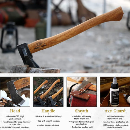 1844 Helko Werk Germany Axe Collection - 3 Traditional Splitting Axes Set - Saxon, Spaltaxt, Mini Spalter