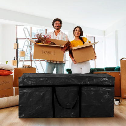 4 Pcs 194 Gallon Large Moving Bags with Zipper and Handles Foldable Storage Duffle Bags Heavy Duty Extra Large Totes for College Dorm Travel Clothes Blankets Bedding Moving (Black)