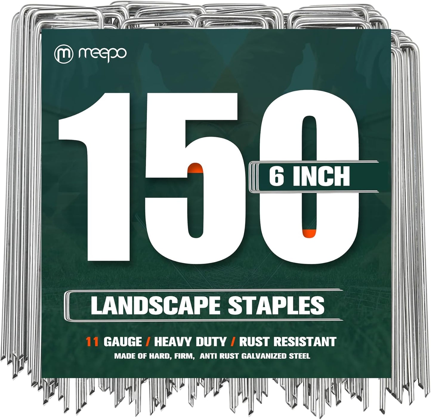 Garden Stakes, 150-Piece 6 Inch Never Rust Galvanized Landscape Staples, 5X Sharper Durable Stakes for Gardening, Tent, Weed Barrier, Outdoor Yard Decoration, Plant Cover
