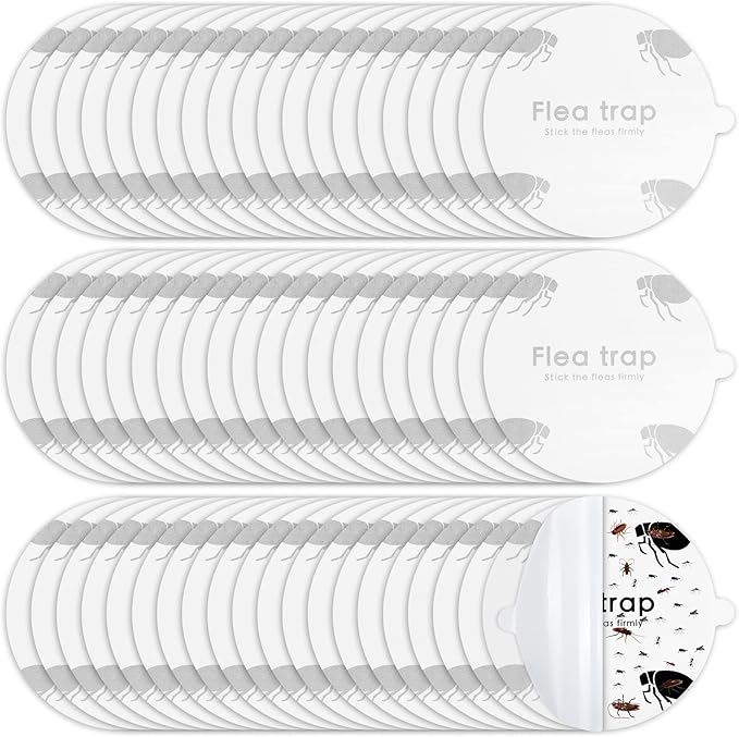 Flea Trap Refill Discs Sticky Fly Trap Refill Glue Board Refills Double Layer Adhesive Nontoxic Odorless Pest Control Replacement Sticky Glue Pads 7.1 Inch for Bugs Flies(60 Pcs)