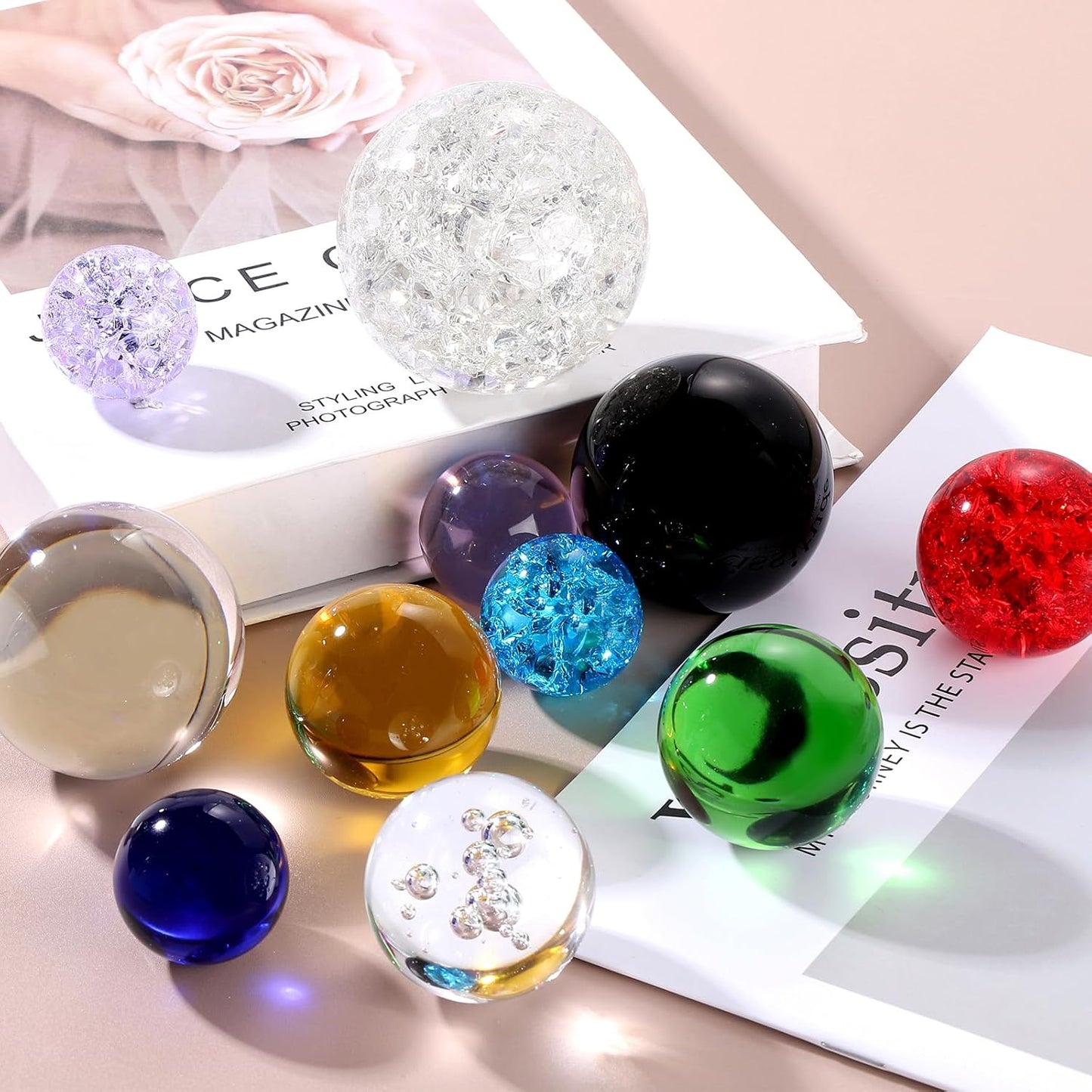 uxcell 40mm/1.6" Crystal Sphere Ball Bubble Glass Solid Decorative Sphere Crystal Ball Prop Ornament for Feng Shui Divination Fortune Telling Tabletop Fountain Decoration, Clear