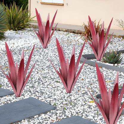 EROCK 2 Pcs Tequila Rustic Sculpture, Wind Resistant Metal Agave Plant Outdoor Home Decor, DIY Rustic Hand Painted Metal Agave Garden Art Plant Country Sculpture Statue Patio Stake Lawn Ornament Gift