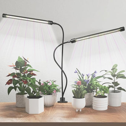 Grow Light, 6500K Full Spectrum White Red Blue 84 LED Plant Lamp Clip-on Desk for Indoor Plants Growing, 5 Dimmable Levels & Timer Setting 4/8/12H