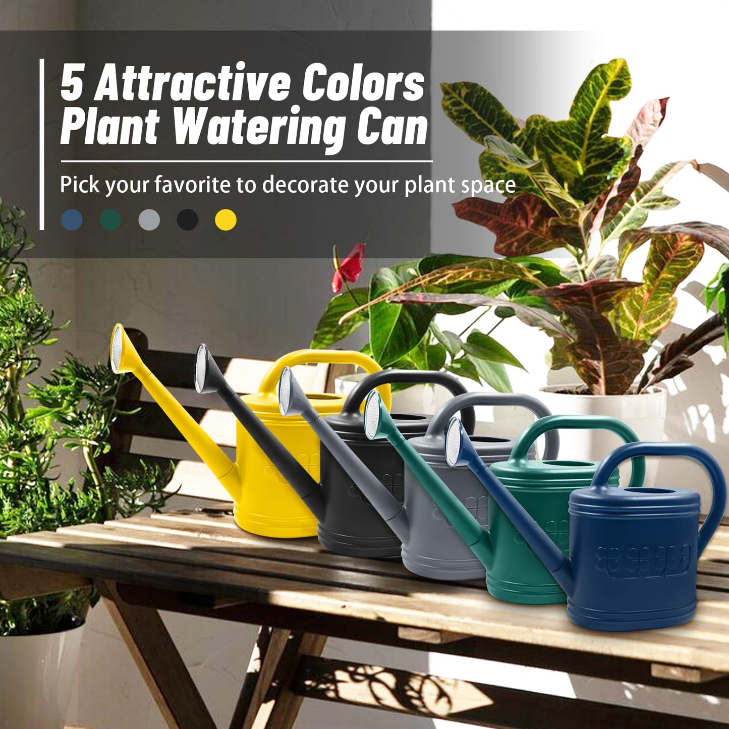 2 Gallon Garden Watering Can, Plastic Outdoor Watering Can for Plants