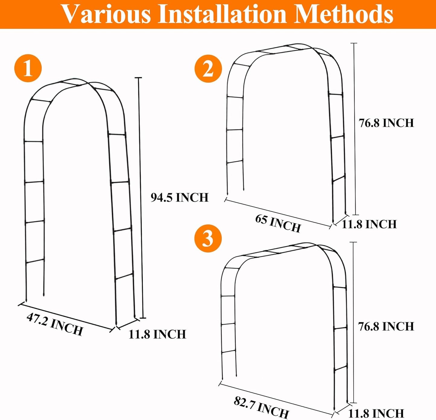 Pergola Arbor Metal+PE Coated, 7.9 Ft H x 4 Ft W, Assemble Freely 3 Sizes, for Outdoor Flower Garden Arch Trellis, Garden Wide Arbor for Climbing Plants, Wedding Bridal Party Decoration