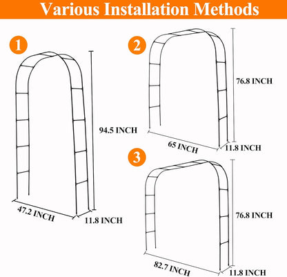 Pergola Arbor Metal+PE Coated, 7.9 Ft H x 4 Ft W, Assemble Freely 3 Sizes, for Outdoor Flower Garden Arch Trellis, Garden Wide Arbor for Climbing Plants, Wedding Bridal Party Decoration