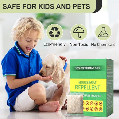 Mouse Repellent Pouches 10 Pack,Natural Peppermint Oil Rodent Repellent Indoor/Outdoor, Pest Control Mice Repellent Pouches to Get Rid of Rats Mice Squirrels Rodent Spider Ant Mosquito