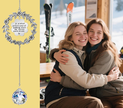 Sister Gift - A Sister is God's Way of Making Sure We Never Walk Alone Sister Suncatcher,Sister Christmas Birthday Gifts for Sisters from Sister, Soul Sister, Best Friends
