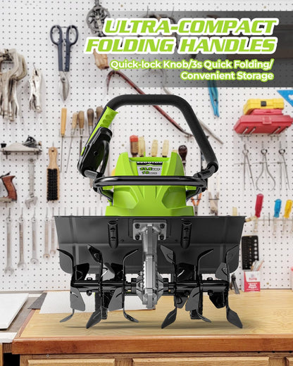 18-Inch 13.5 Amp Tiller/Cultivator with 6 Steel Tines, 3-Adjustable Wheels, Foldable Handle, 8'' Tilling Depth Electric Corded Tillers, Electric Garden Rototiller for Garden Lawn Soil Digging