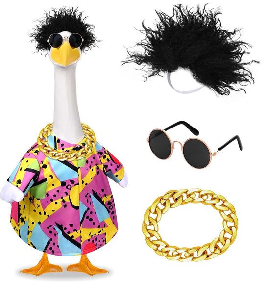 Hip Hop Porch Goose Outfits Cement Statue Concrete Goose Outdoor Patio Garden Concrete Lawn Goose