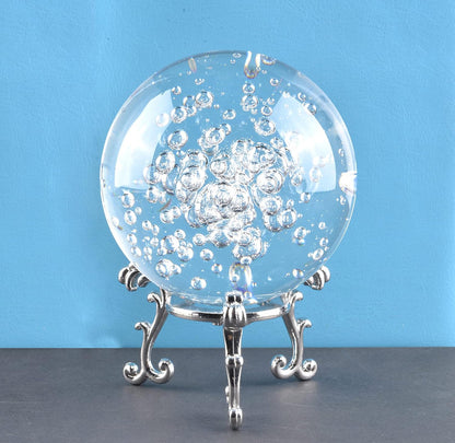 ChezMax Crystal 3 inch (80mm) Bubble Crystal Ball Paperweight Gorgeous Glass Ball for Decorative Ball Lensball Photography Gazing Divination or Feng Shui and Fortune Telling Ball
