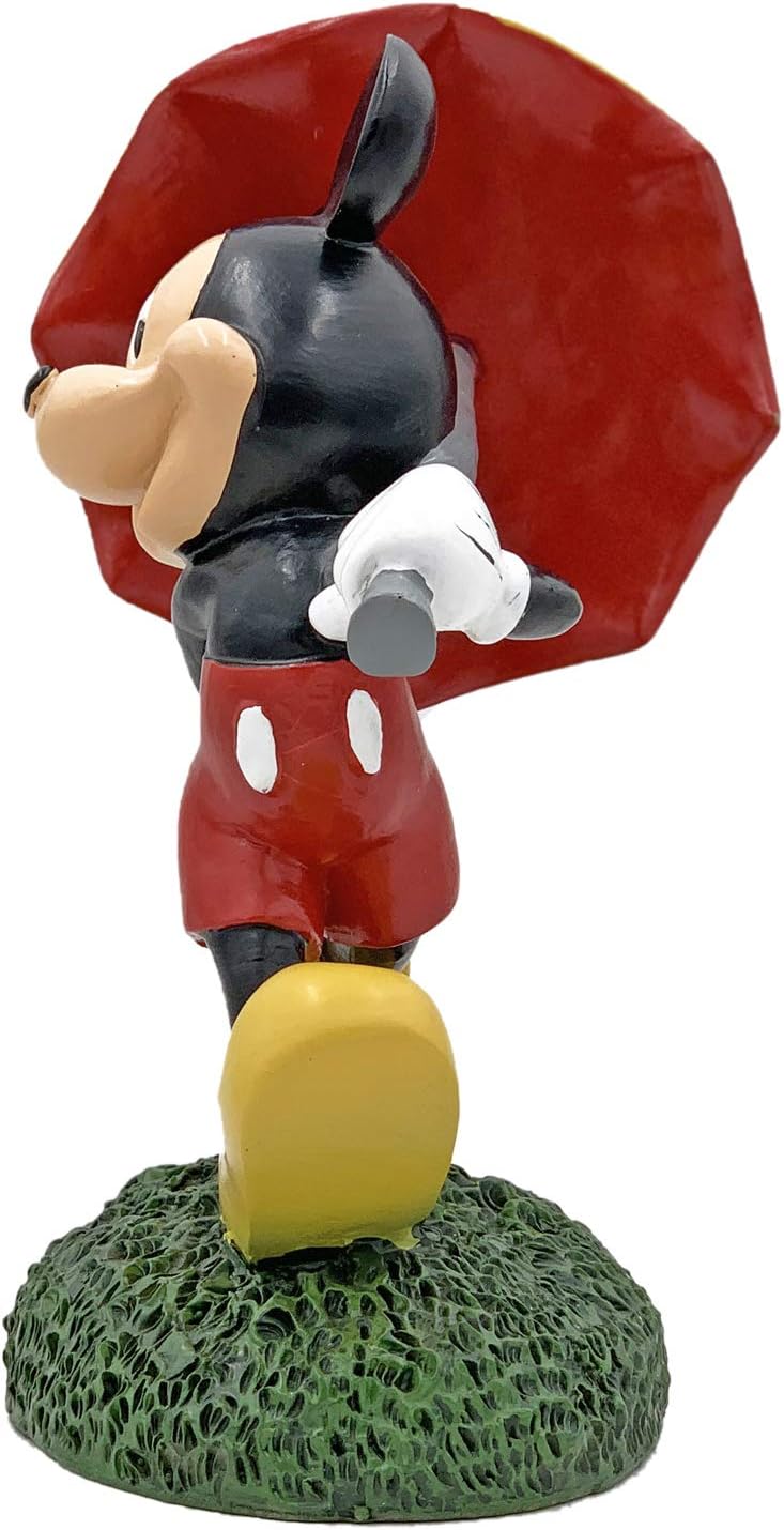 Disney Mickey Mouse Umbrella Everyday Outdoor Garden Statue, 8 inches Tall, Officially Licensed Disney Product
