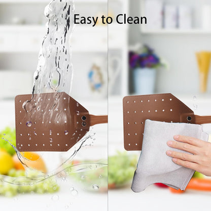 Leather Fly Swatter - Heavy Duty Manual Fly Swatter with Wood Handle, Durable Leather Fly Swatter for Indoor and Outdoor Use (Brown)
