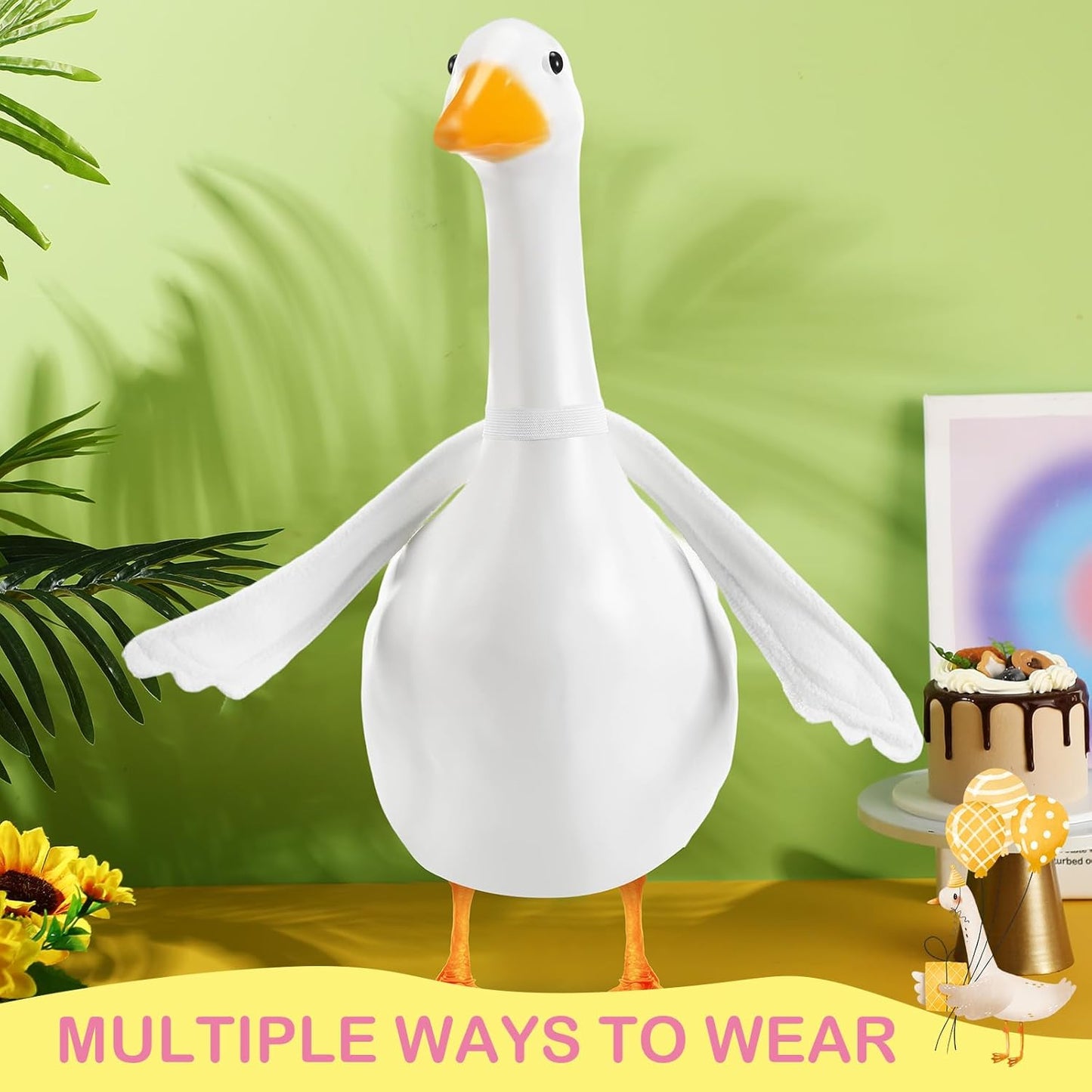 2 Pcs Poseable Goose Wings for 15”- 20" Porch Lawn Goose Outfit Accessories Poseable White Wings for Outdoor Patio Yard Lawn Art Decoration (Wave Edge)