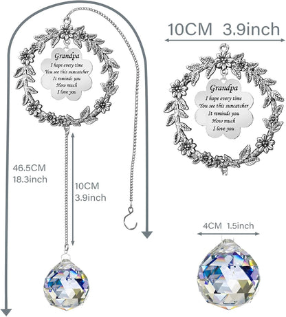 Gifts for Grandpa,Suncatcher Birthday Gifts for Grandpa from Grandkids,Sun Catcher for Christmas Thanksgiving Day