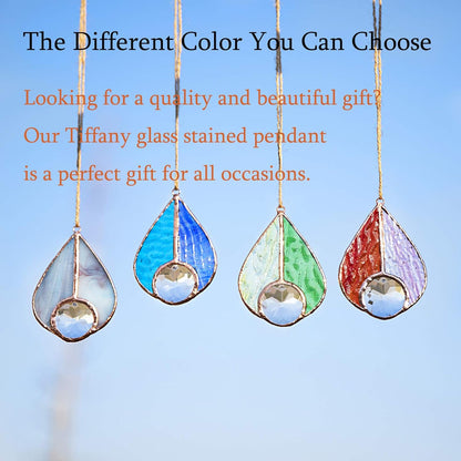 H&D HYALINE & DORA Art Stained Glass Window Hangings Ornament,Suncatchers Teardrop Pendant,Gift Boxed