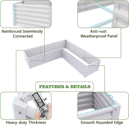 A ANLEOLIFE 8-Pack 8X4X1.5ft & 74x74x18 in Deep Root Galvanized Raised Garden Beds Outdoor for Planting Vegetables Flowers Herb, Antique White