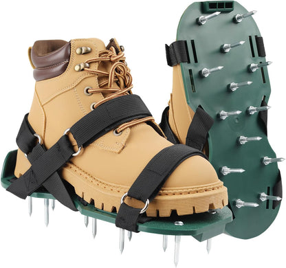 Lawn Aerator Shoes for Grass, Lawn Aeration Shoes with Adjustable Hook Loop Straps and Heavy Duty Spike, Soil Aerator Tool for Aerating Patio Yard Garden