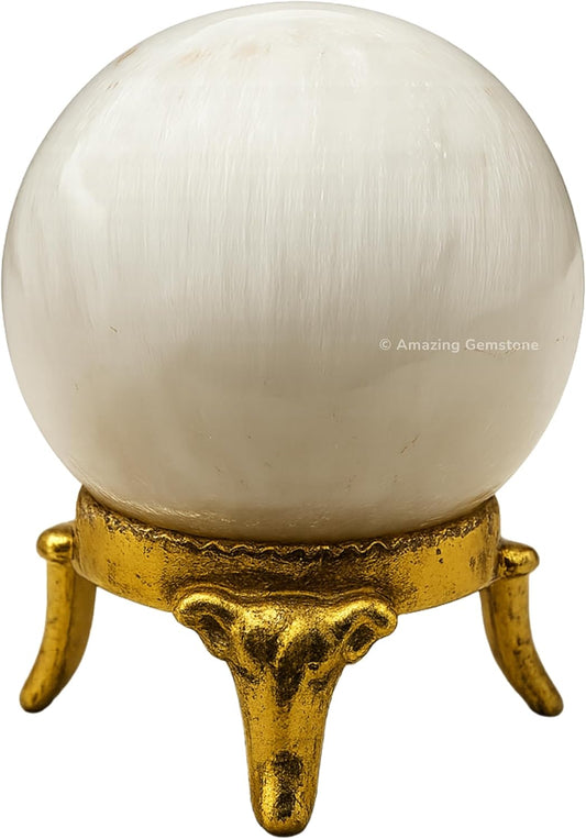Amazing Gemstone Scolecite Crystal Ball with Stand - 2 Inches Crystal Sphere Meditation Balls for Witchcraft and Decorative Balls
