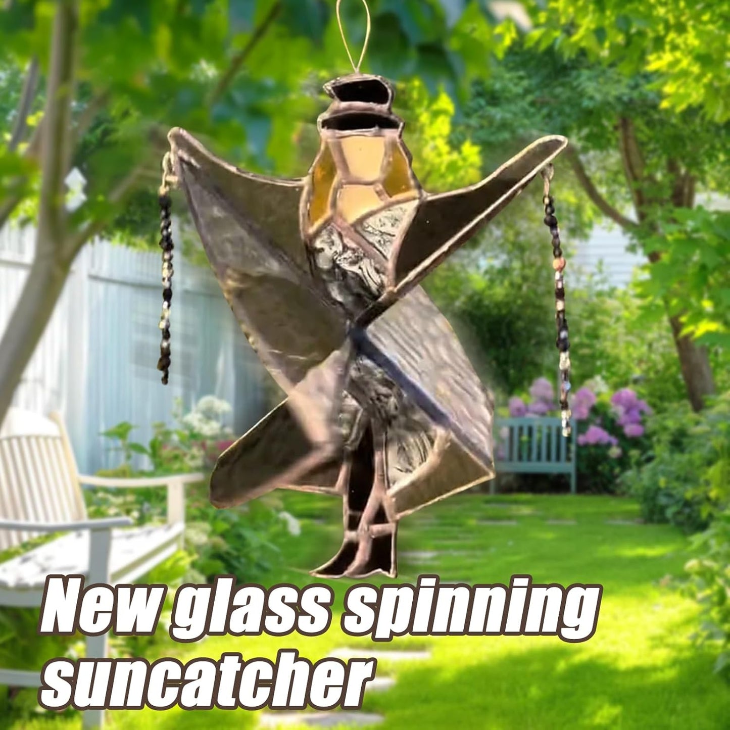 Dancing Lady Stained Glass Spinner, Stained Glass Suncatcher Decor, Decorative Wind Spinner for Window, Garden, Porch, Home Decoration (1PC)
