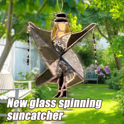 Dancing Lady Stained Glass Spinner, Stained Glass Suncatcher Decor, Decorative Wind Spinner for Window, Garden, Porch, Home Decoration (1PC)