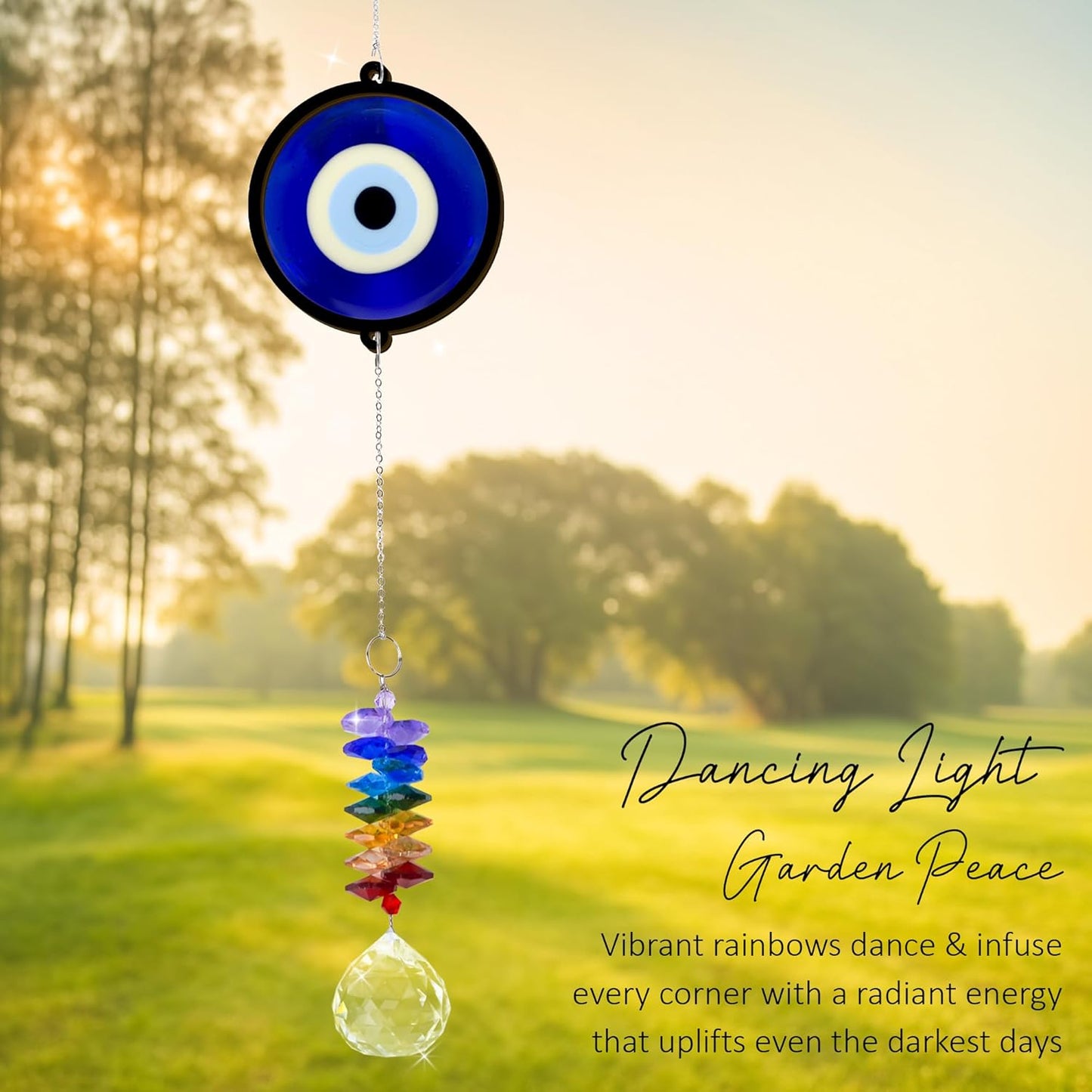 2 Layered Ornament Suncatcher - Blue Evil Eye - Good Luck Protection Presents - Protective Amulet Birthday Gifts for Women, Men - Home Decorations - Window Hanging Decor