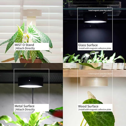 ONF Mist O+ App Controlled Via Bluetooth Magnetic Full Spectrum Colorfull LED Indoor Plant Light, Puck Grow Light 4 Level dimmable 3 Color Temperature, Clear