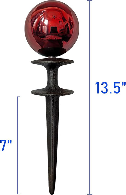 Lulu Decor, Garden Red Gazing Ball Hose Guide, Set of 2. Strong and Decorative Hose Guide that Protects Your Plants and Provides Elegance to Your Garden