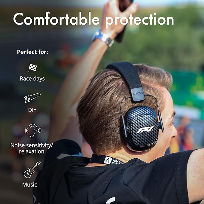 Alpine Racing Pro Earmuff F1® - Earmuffs for Adults - 22 dB - ANSI Certified - Premium Noise Protection for Race Events - High End Carbon - Noise Reduction Headphones - Light-Weight Design