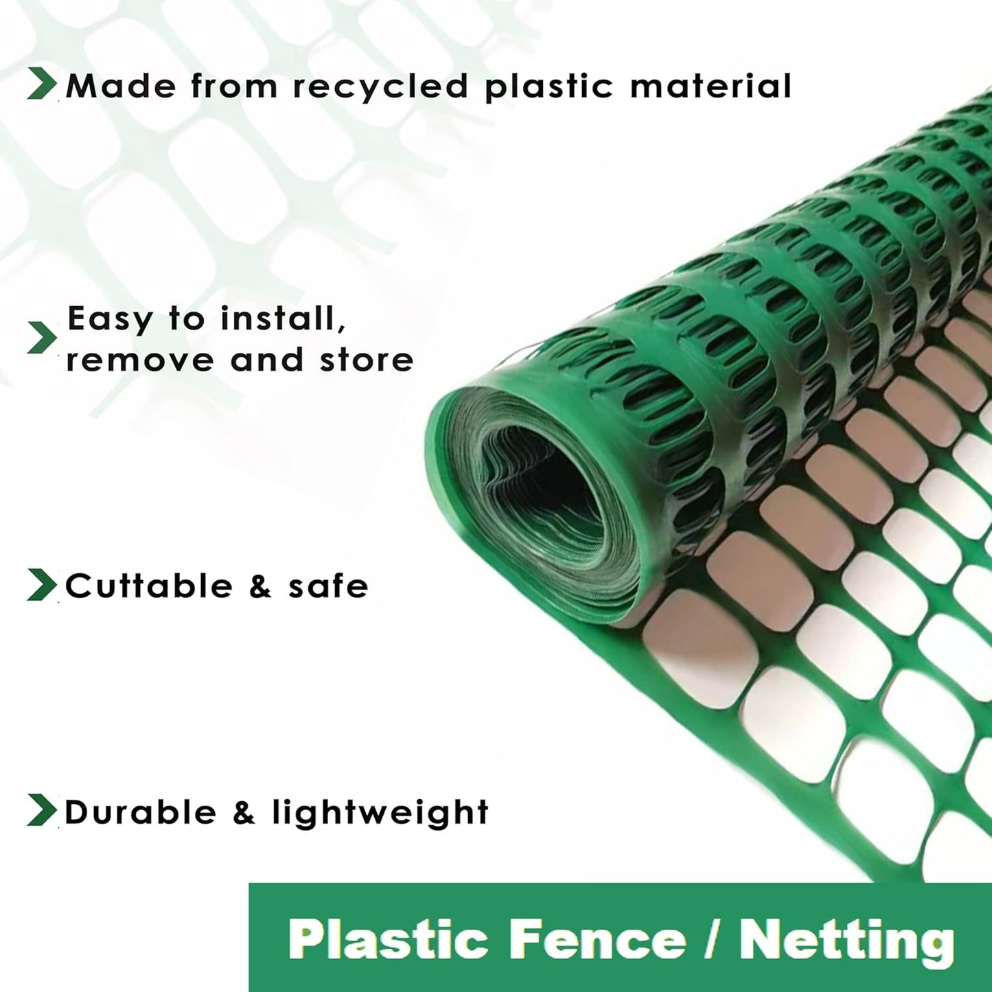 Safety Fence Garden Netting Roll 4 X 100 Feet with Zip Ties, Temporary Reusable Plastic Mesh Fencing Netting for Snow Fence, Animal Barrier, etc. (4' X 100‘ SW, Green)