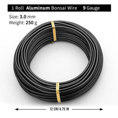 Black-3.0-Anodized Aluminum Bonsai Training Wire 250g Large Roll,Many Size to Choose,KSVZS Bendable Metal Wire for Crafts,Sculpting,Armature and Daily Use,Necessities for Family