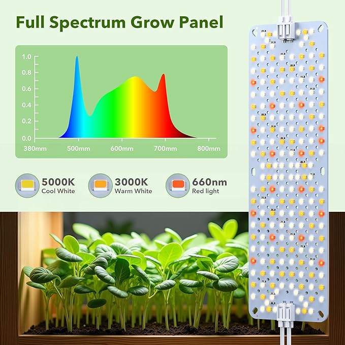 Full Spectrum Grow Lights,60W Plant Grow Lights for Indoor Plants with Daisy Chain Function, Sunlike Spectrum,960 LEDs and 4/8/12/16/20H Timer for Seed Starting(Pack5)