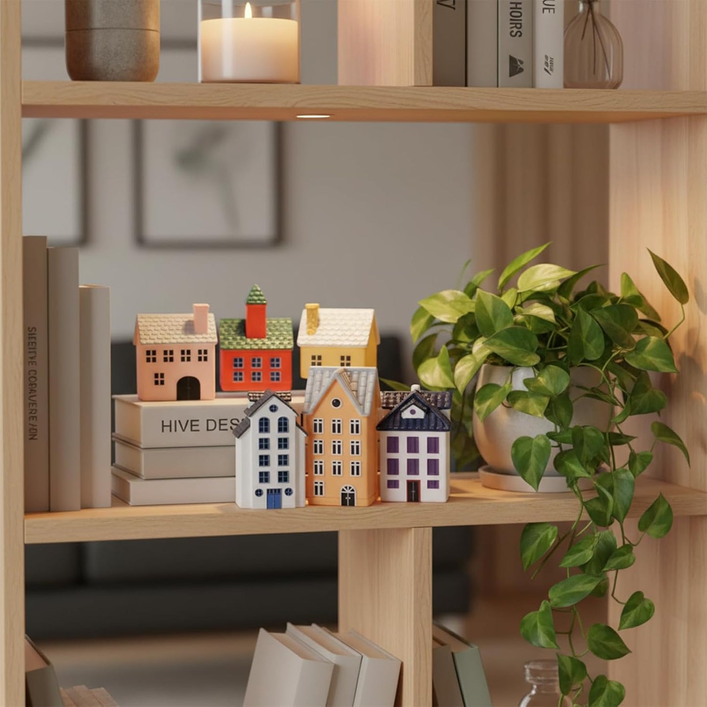LUOZZY 6pcs Miniature Fairy Garden House Mini Cottage Figurine Miniature House Statues Dollhouse Fairy Garden Village Accessories