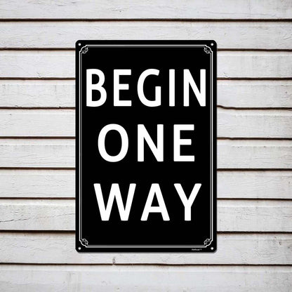 12x16" Begin One Way Parking Lot Sign - High-Intensity Grade Aluminum, Weatherproof & Fade-Resistant, Ideal for Outdoor & Indoor Use - Curbside Sign