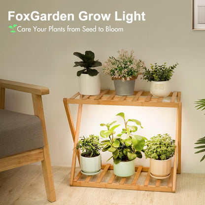 FOXGARDEN Grow Light Strip, Bamboo Full Spectrum Plant Grow Light for Indoor Plants, 96 LED Bright Grow Lamp with Auto On/Off Timer 4/8/12H, 4 Dimmable Brightness, 1 Strip with 1 Controller