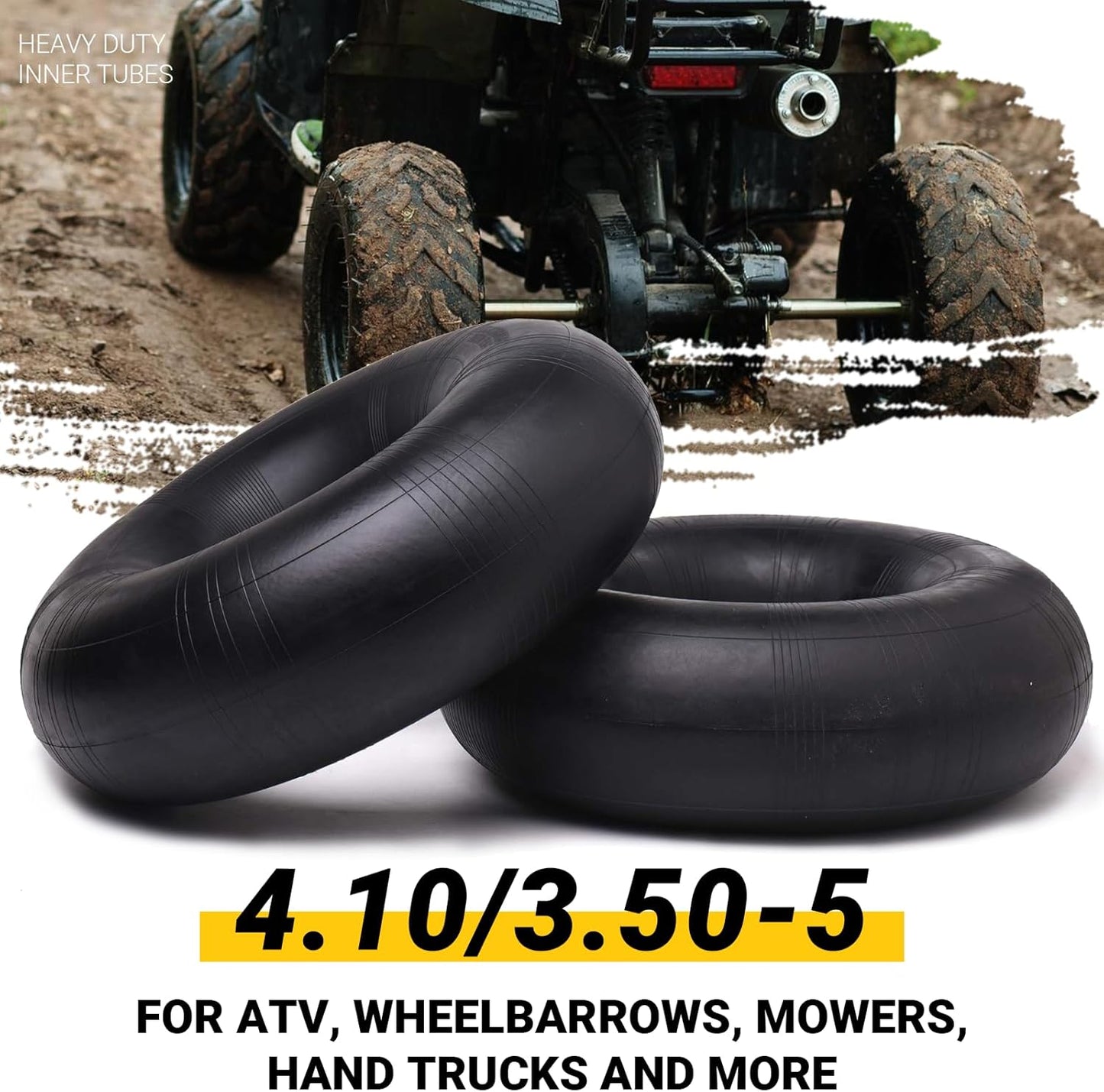 AR-PRO 4.10/3.50-5 Heavy Duty Replacement Inner Tube with TR-87 Bent Valve Stem (2-Pack) - for Wheelbarrows, Mowers, Hand Trucks and More