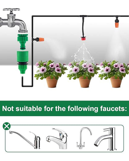 Garden 50Ft Automatic Micro Irrigation System, 1/4" Blank Distribution Plant Watering Irrigation Kit Accessories Include Atomizing Nozzle Mister Dripper for Garden Flower Bed,Patio,Lawn …
