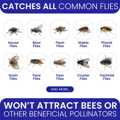 Fly Traps Outdoor Fly Trap for Patio. 2 Large Non-Toxic Pre-Baited Flies Bags Outdoor Disposable. Big Hanging Bug Catchers for All Filth Flies Killer for Outside Bug Control in Yard Horse Ranch