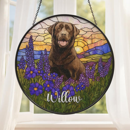 Custom Dog Portrait Stained Glass Suncatcher, Personalized Dog Memorial Ornament, Pet Loss Remembrance Gift, Window Hanging, Bereavement Keepsake, Home Decor, Pet Lover Gifts