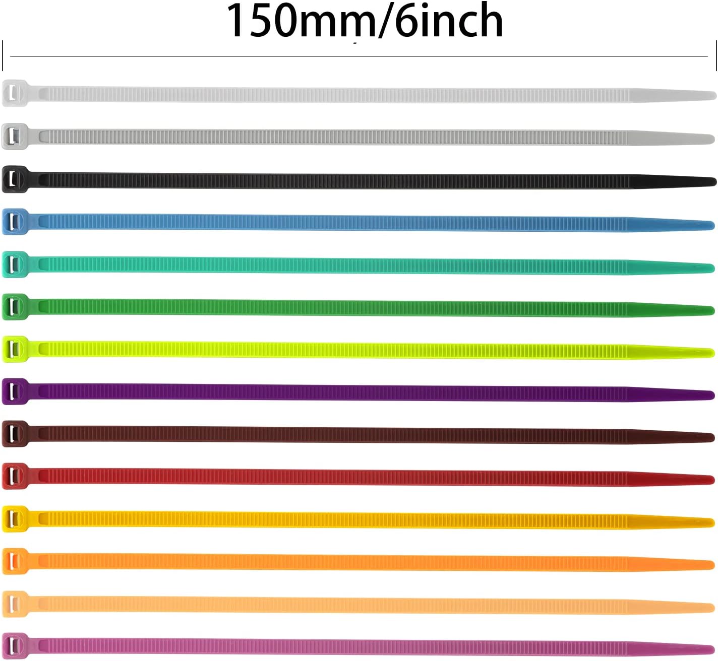 XINGO 100PCS Heavy Duty Cable Zip Ties, 6 inch, Silver, Nylon, 50 Pound Tensile Strength, Self-Locking, Indoor/Outdoor